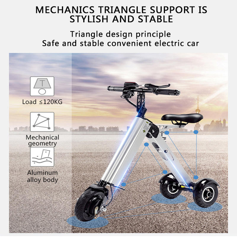 K7S Simple Shape Mini E-Bike Three-wheel Foldable Electric Scooter For Adult Intelligent Electric Bike Bicycle 250W 36V 7.8Ah · v5